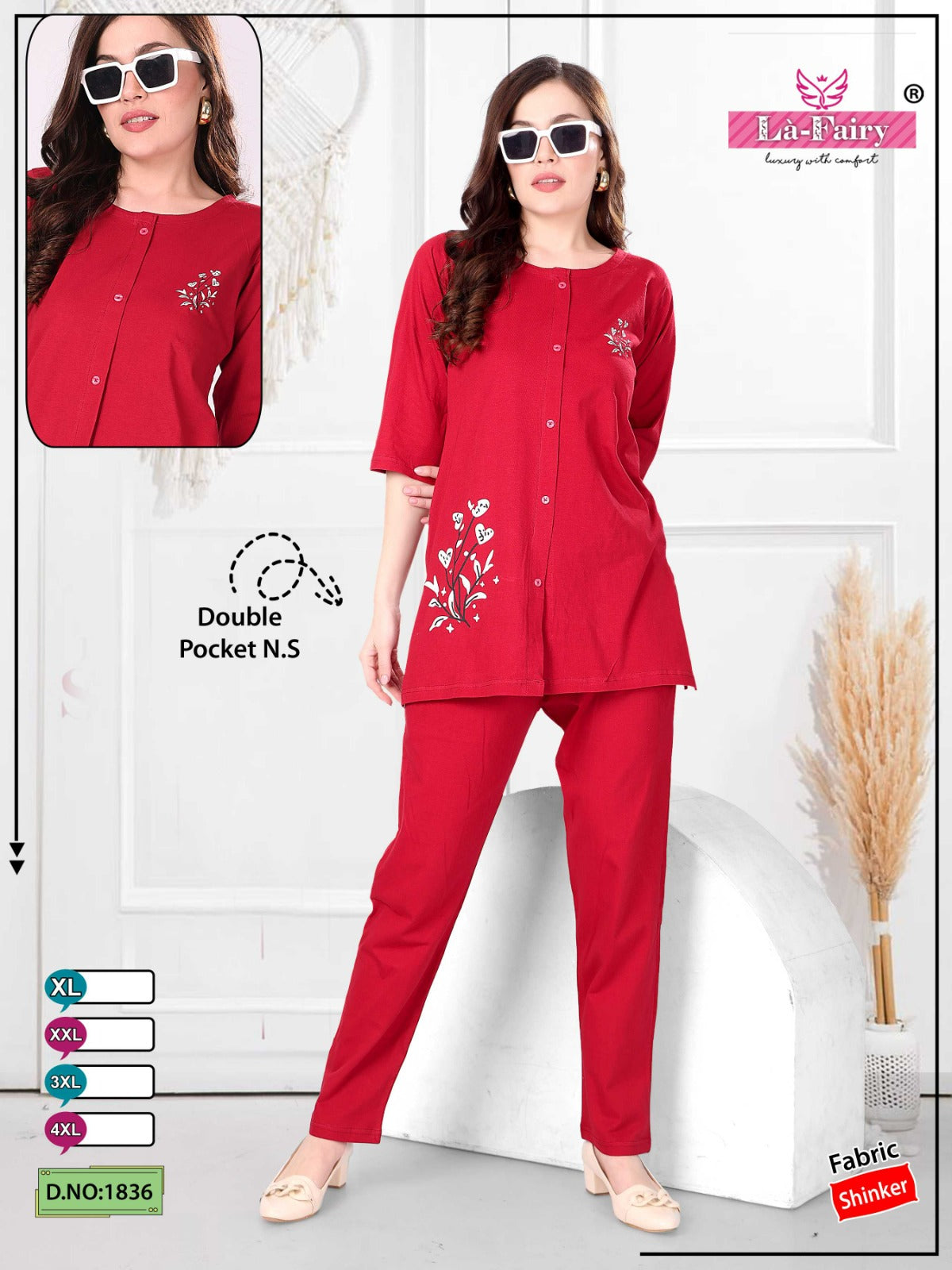 Design 1836 La Fairy Sinker Pyjama Night Suits Wholesaler Ahmedabad