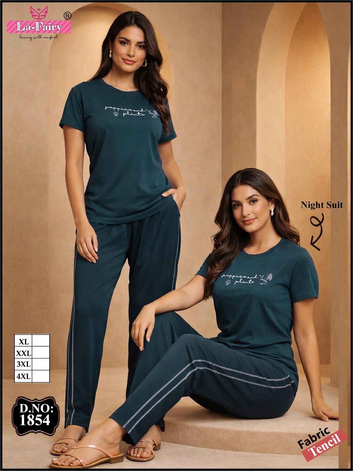 Design 1854 La Fairy Tencil Pyjama Night Suits Supplier