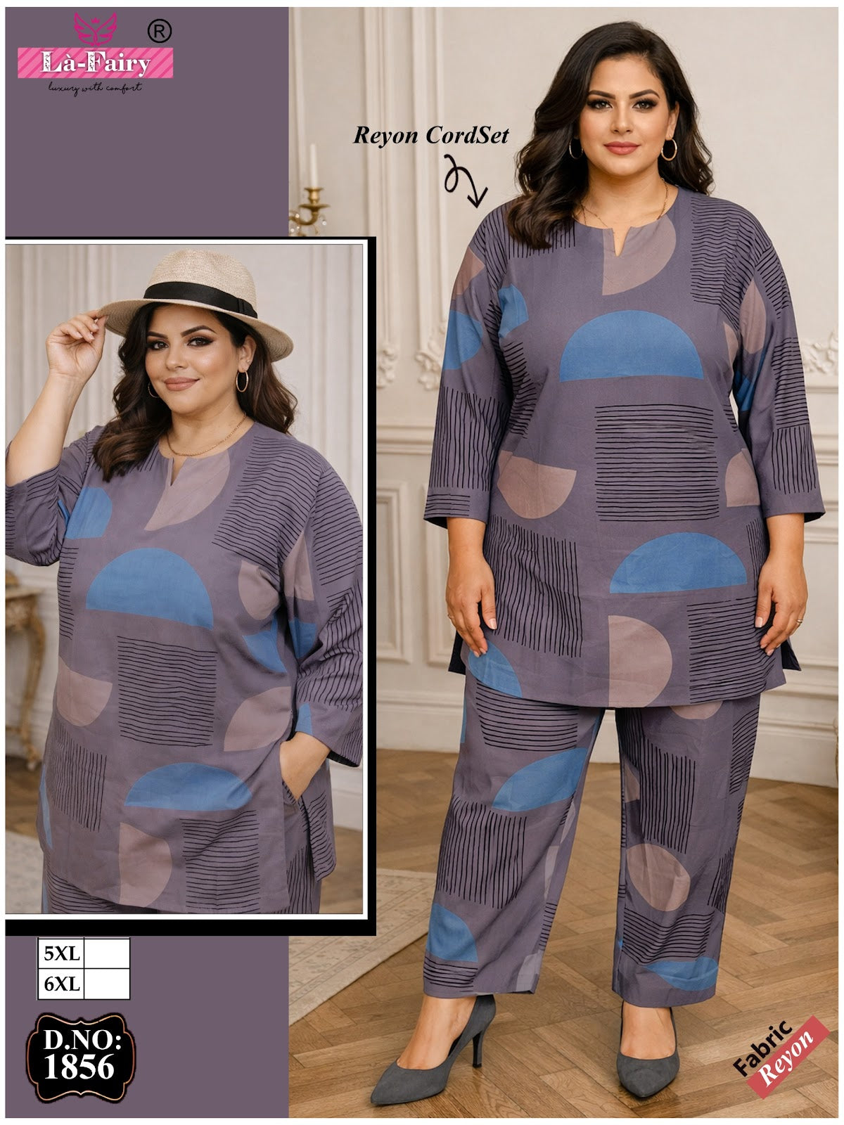 Design 1856 La Fairy Rayon 22Kg Co Ord Set Wholesale Price