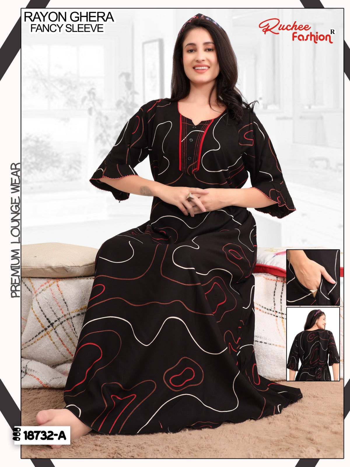 Design 18727 To 18732 Ruchee Fashion Rayon Night Gowns Exporter Gujarat