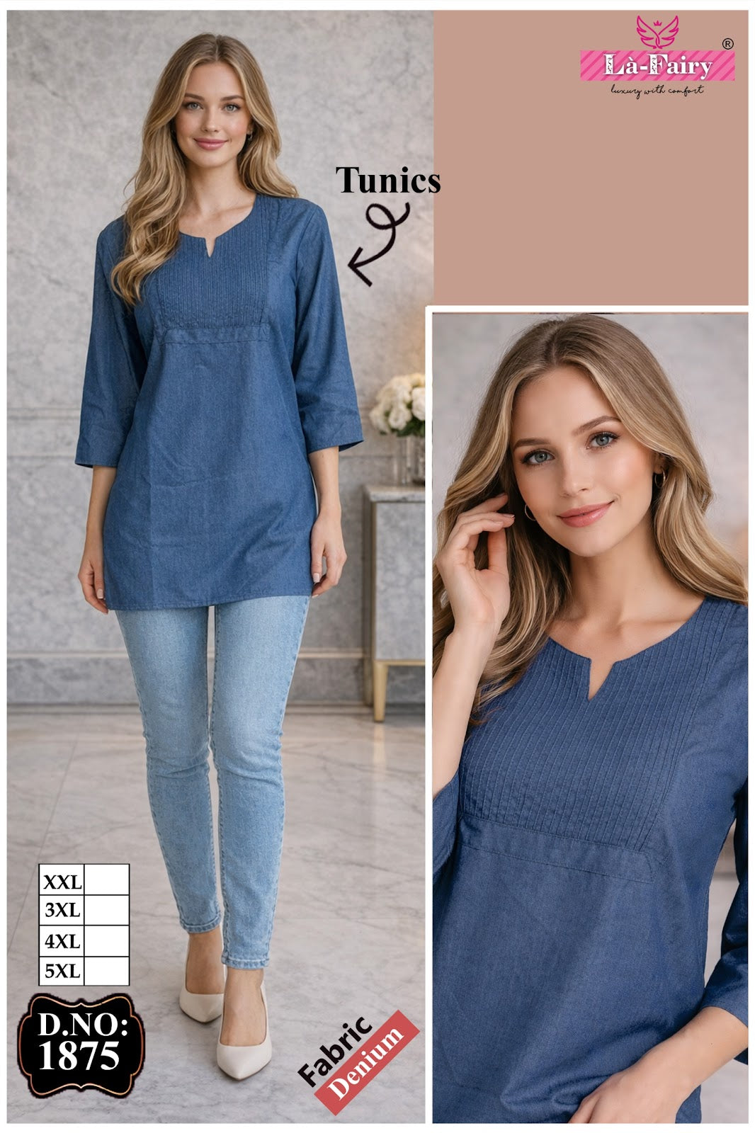 Design 1875 La Fairy Denim Short Kurtis Manufacturer