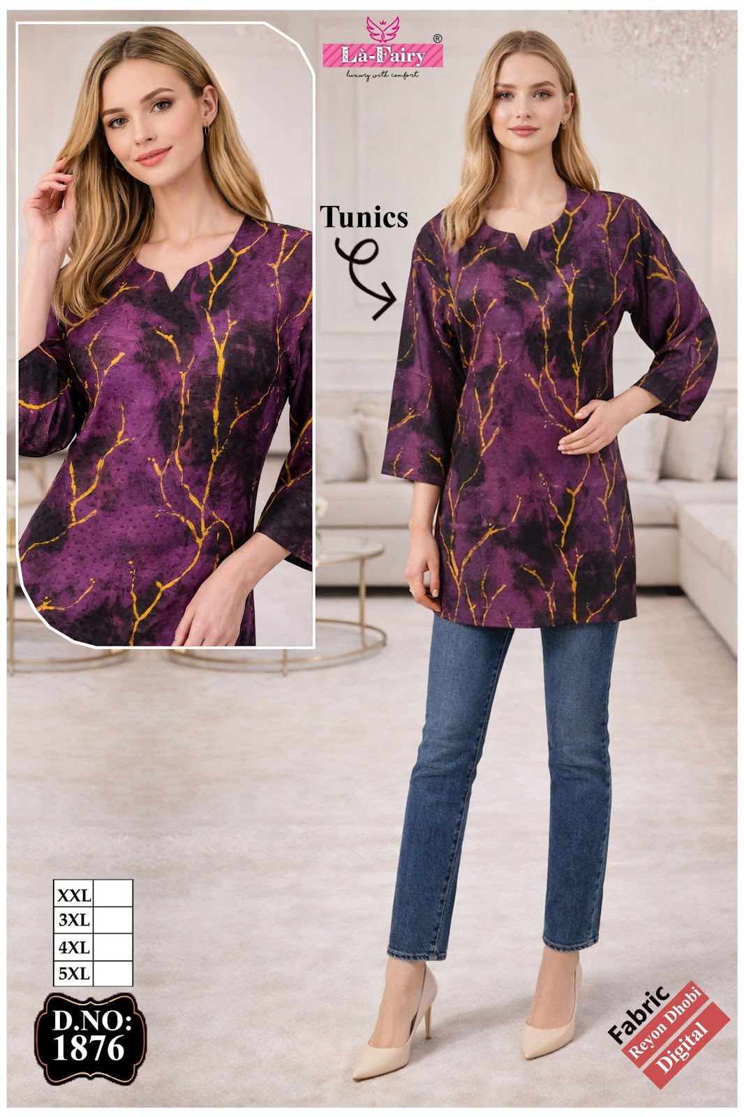 Design 1876 La Fairy Reyon Short Kurtis Exporter Ahmedabad