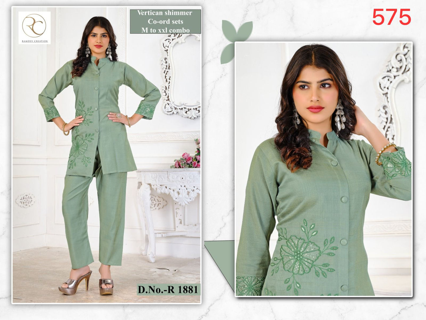 Design 1881 1882 Ramdev Creation Vetican Co Ord Set Manufacturer