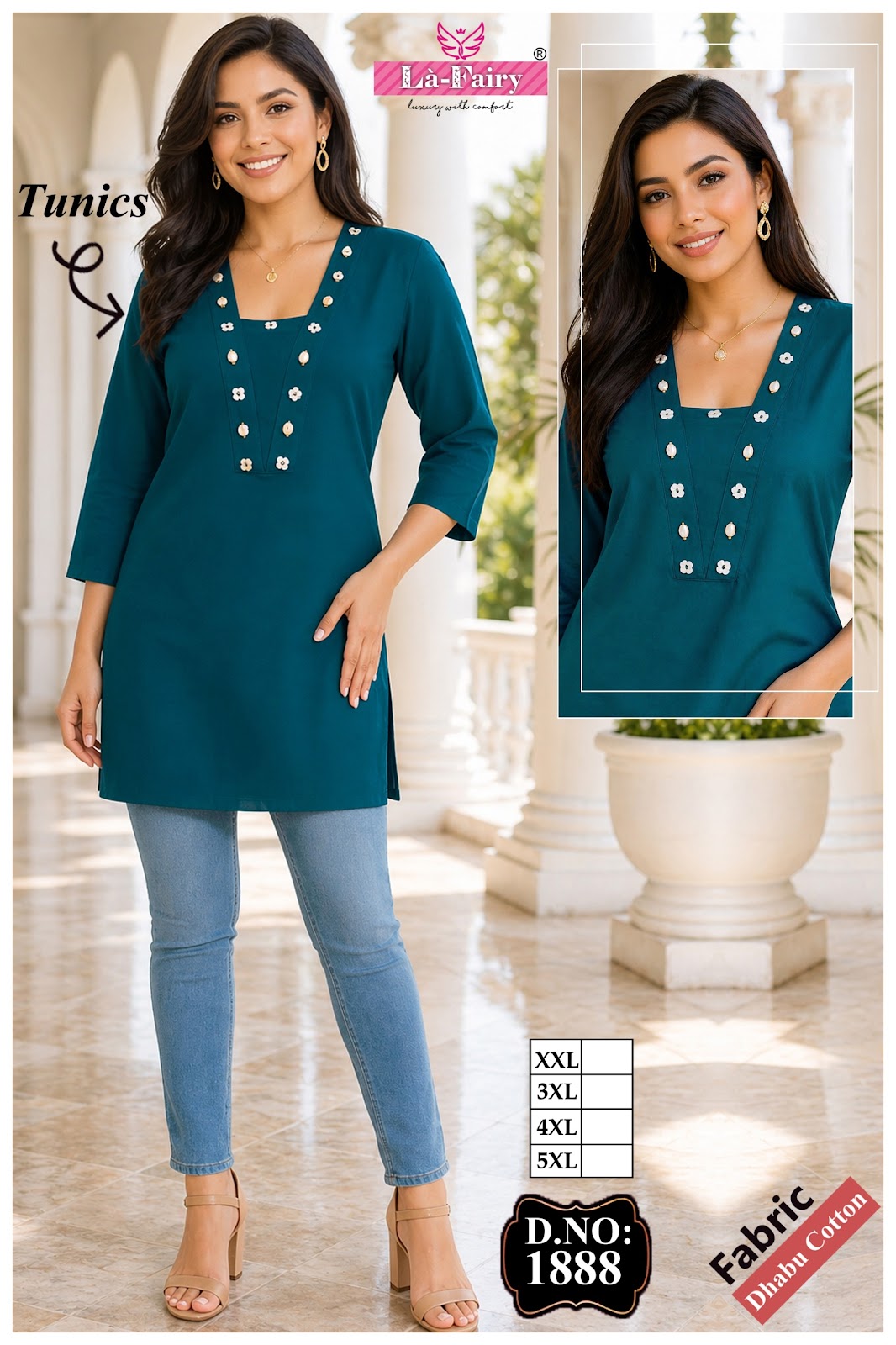 Design 1888 La Fairy Dhabu Cotton Short Kurtis Wholesale Price
