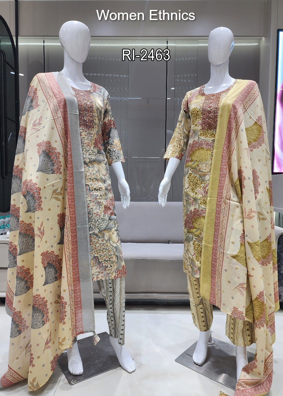 Design 190325 Women Ethnics Slub Readymade Cotton Pant Suits Manufacturer