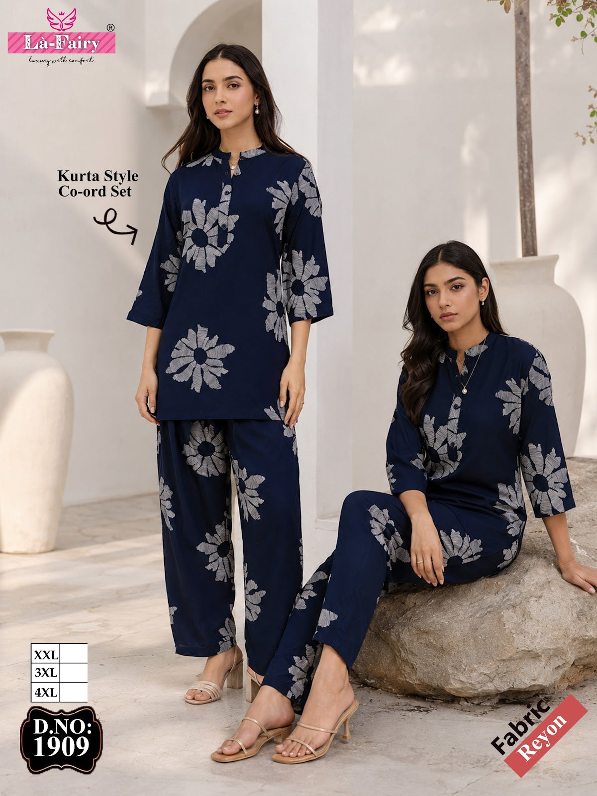 Design 1909 La Fairy Reyon Co Ord Set Wholesaler India