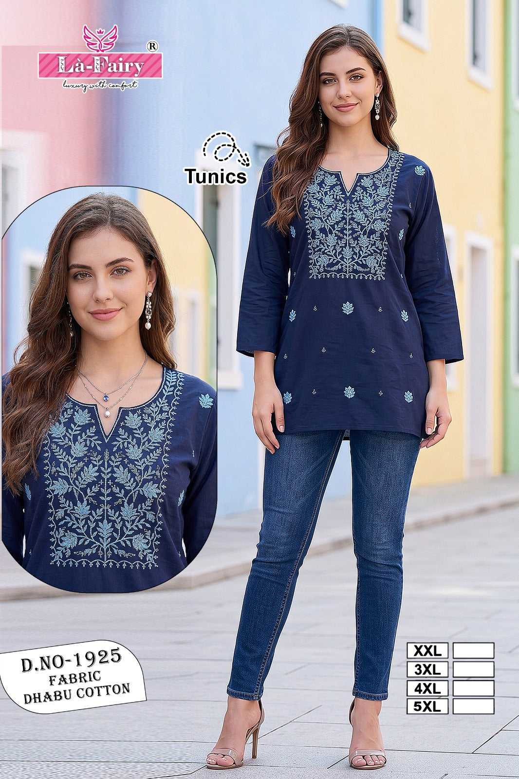 Design 1925 La Fairy Dhabu Cotton Short Kurtis Manufacturer