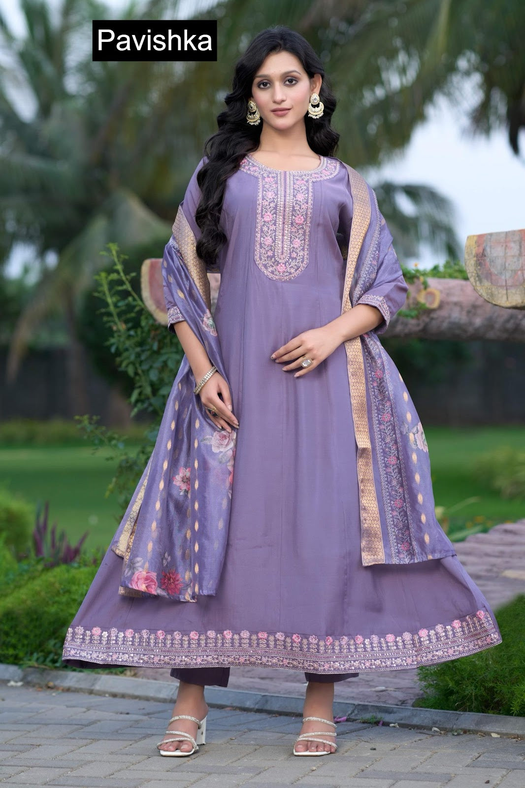 Design 1 Pavishka Roman Silk Readymade Anarkali Suits Manufacturer Ahmedabad