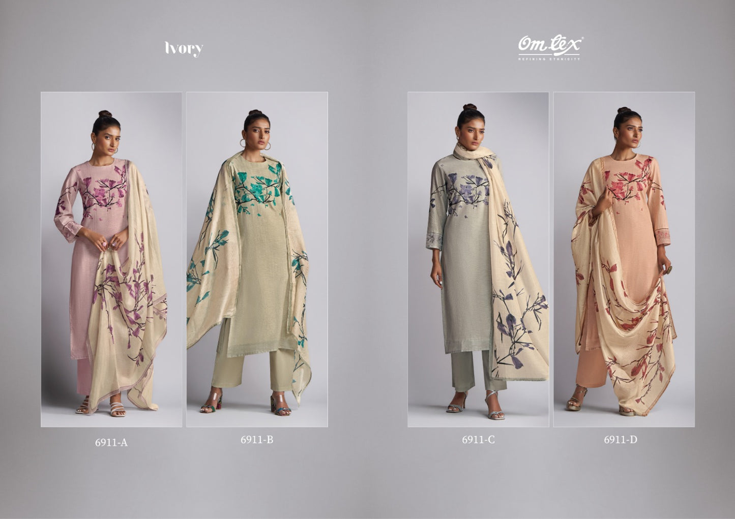 Ivory Omtex Linen Cotton Pant Style Suits Exporter India