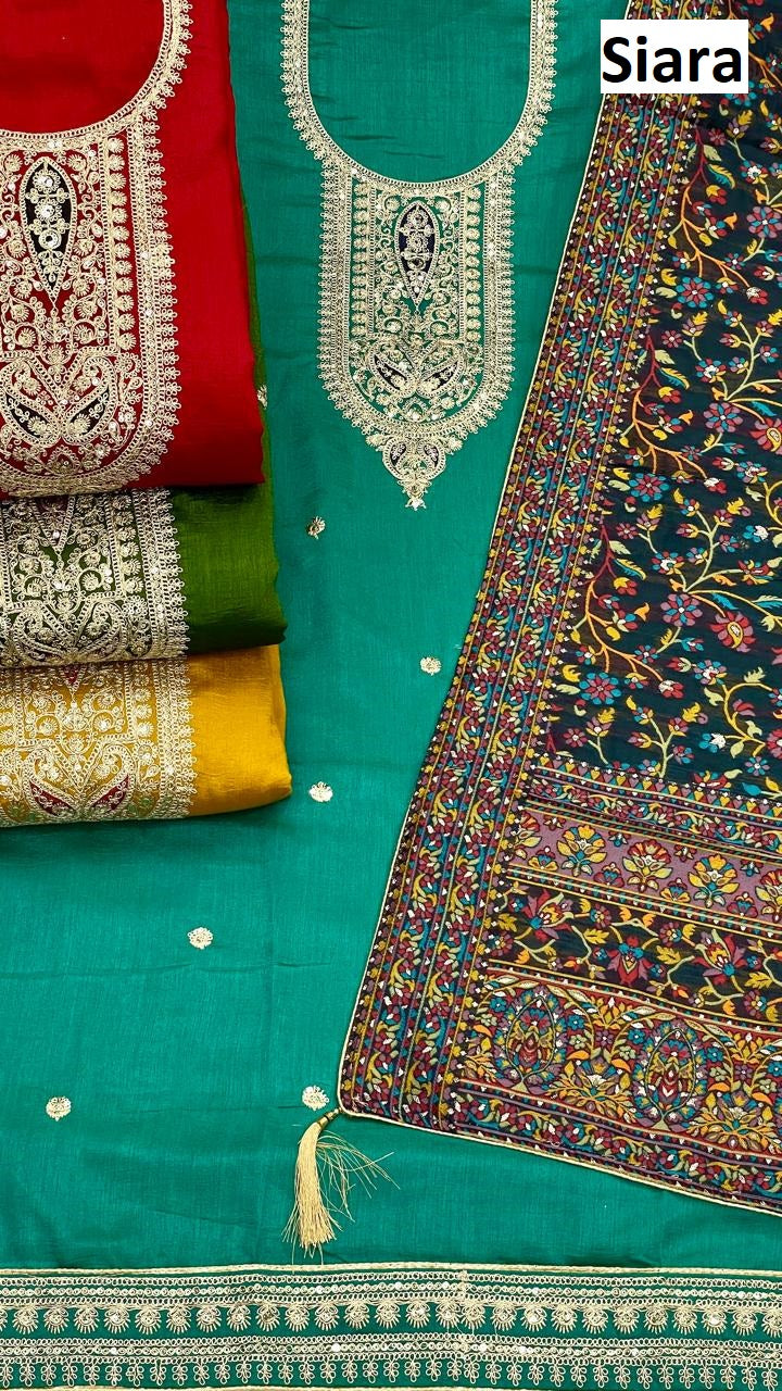 Design 2009 Siara Vichitra Silk Salwar Suits Wholesale Rate