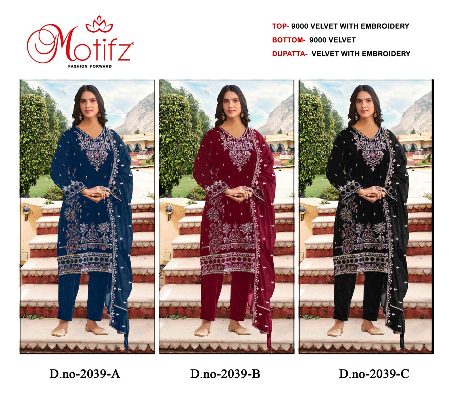 Design 2039 Abc Motifz Velvet Suits Manufacturer Gujarat