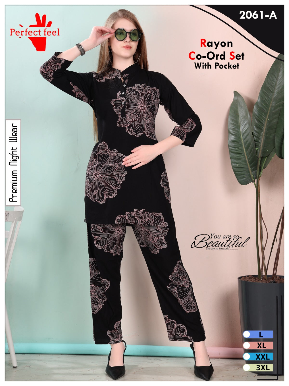 Design 2061-2063 Perfect Feel Rayon Co Ord Set Manufacturer Ahmedabad