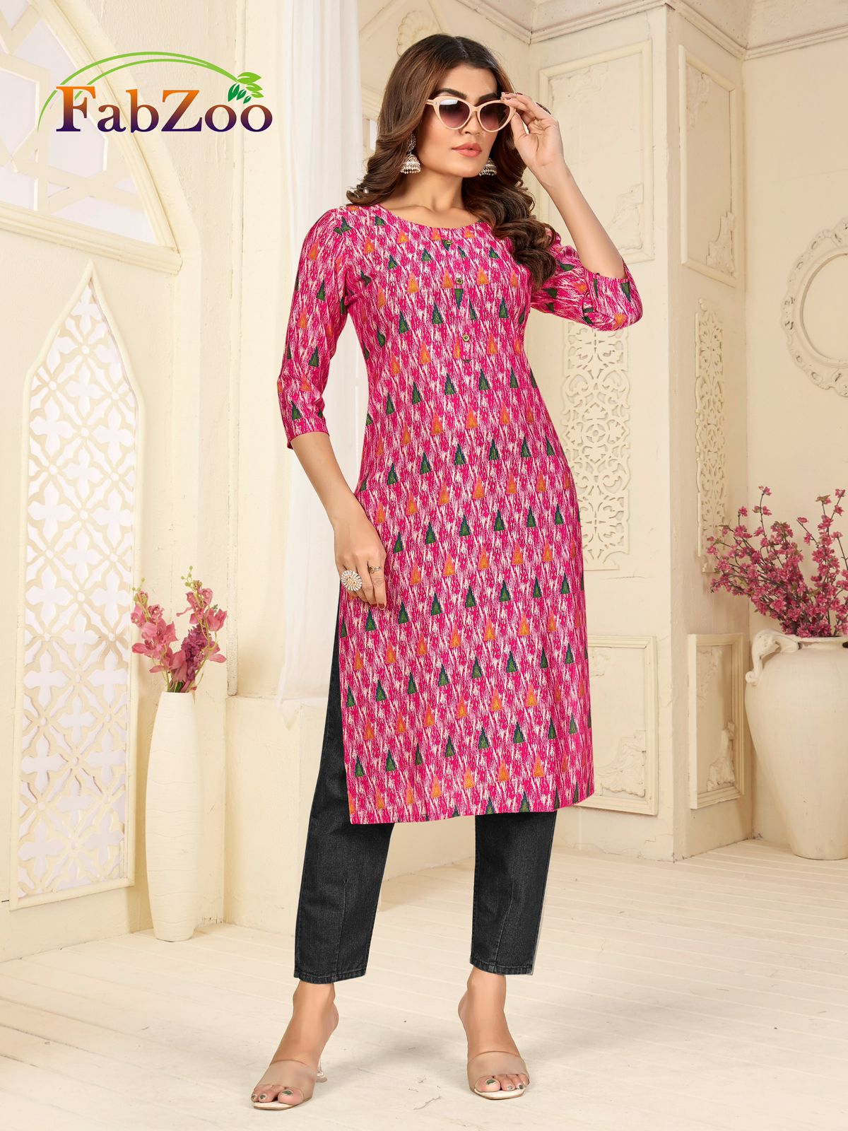 Design 210125 Fabzoo Modal Straight Cut Kurtis Wholesale Price