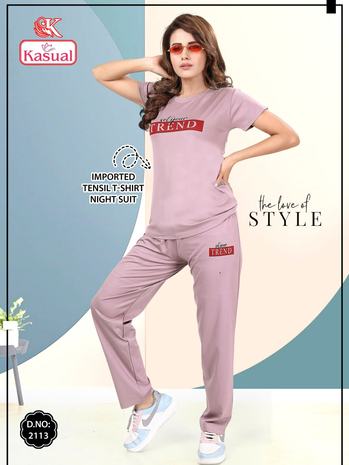 Design 2113-2118 Kasual Tencil Pyjama Night Suits Manufacturer Ahmedabad
