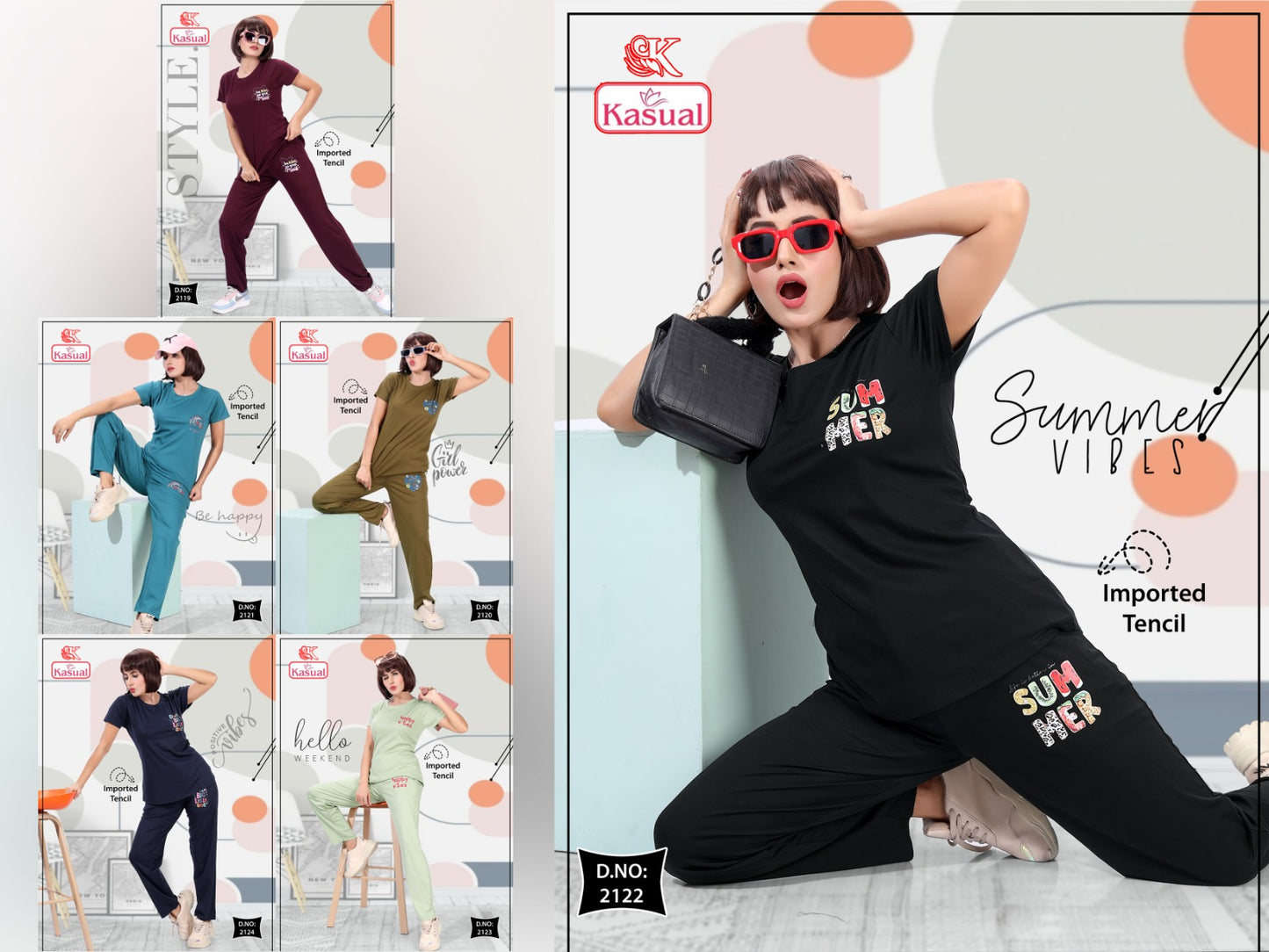 Design 2119-2124 Kasual Imported Pyjama Night Suits Manufacturer
