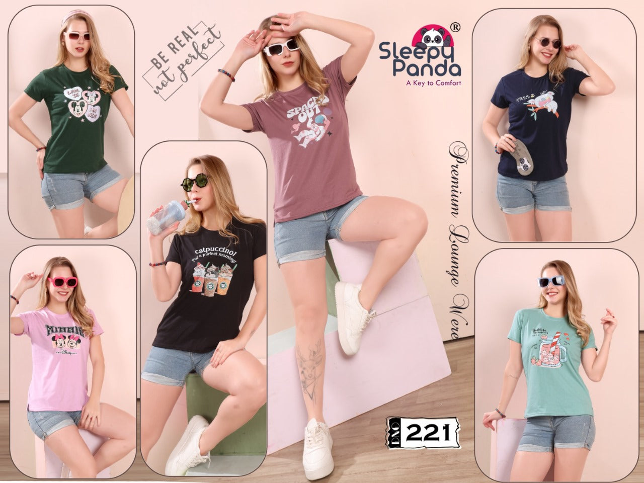 Design 221 Sleepy Panda Women Tshirt Wholesaler Ahmedabad