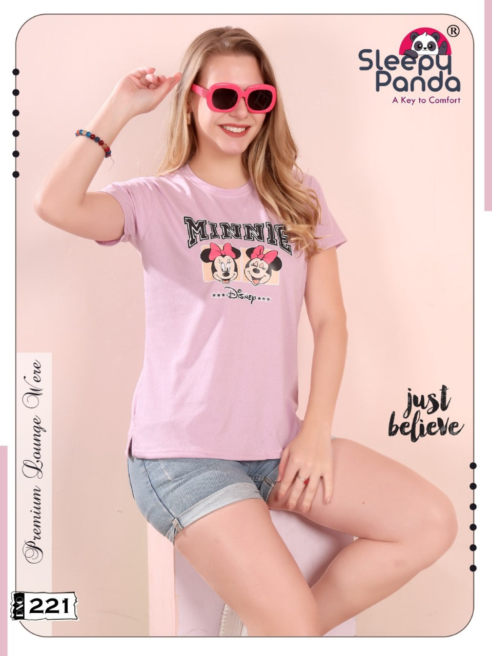 Design 221 Sleepy Panda Women Tshirt Wholesaler Ahmedabad