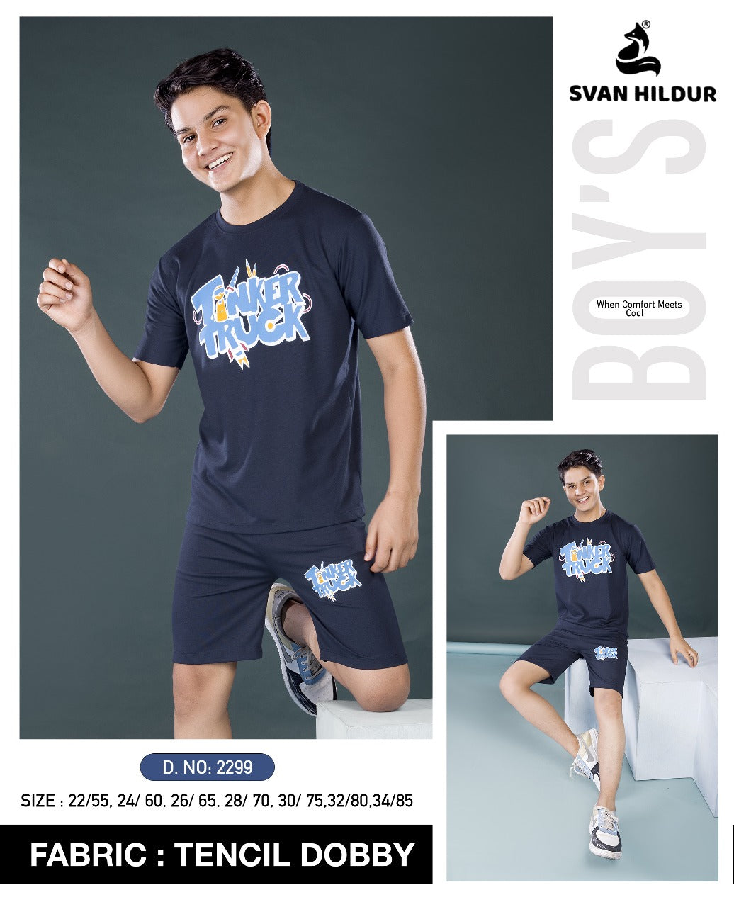 Design 2299 Svan Hildur Tencil Boys Co Ord Set Wholesale Rate