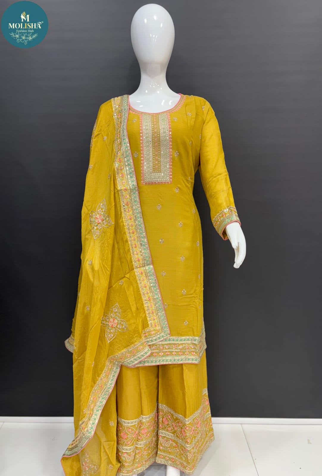 Design 231224 Molisha Fashion Hub Chinon Pakistani Readymade Suits Manufacturer
