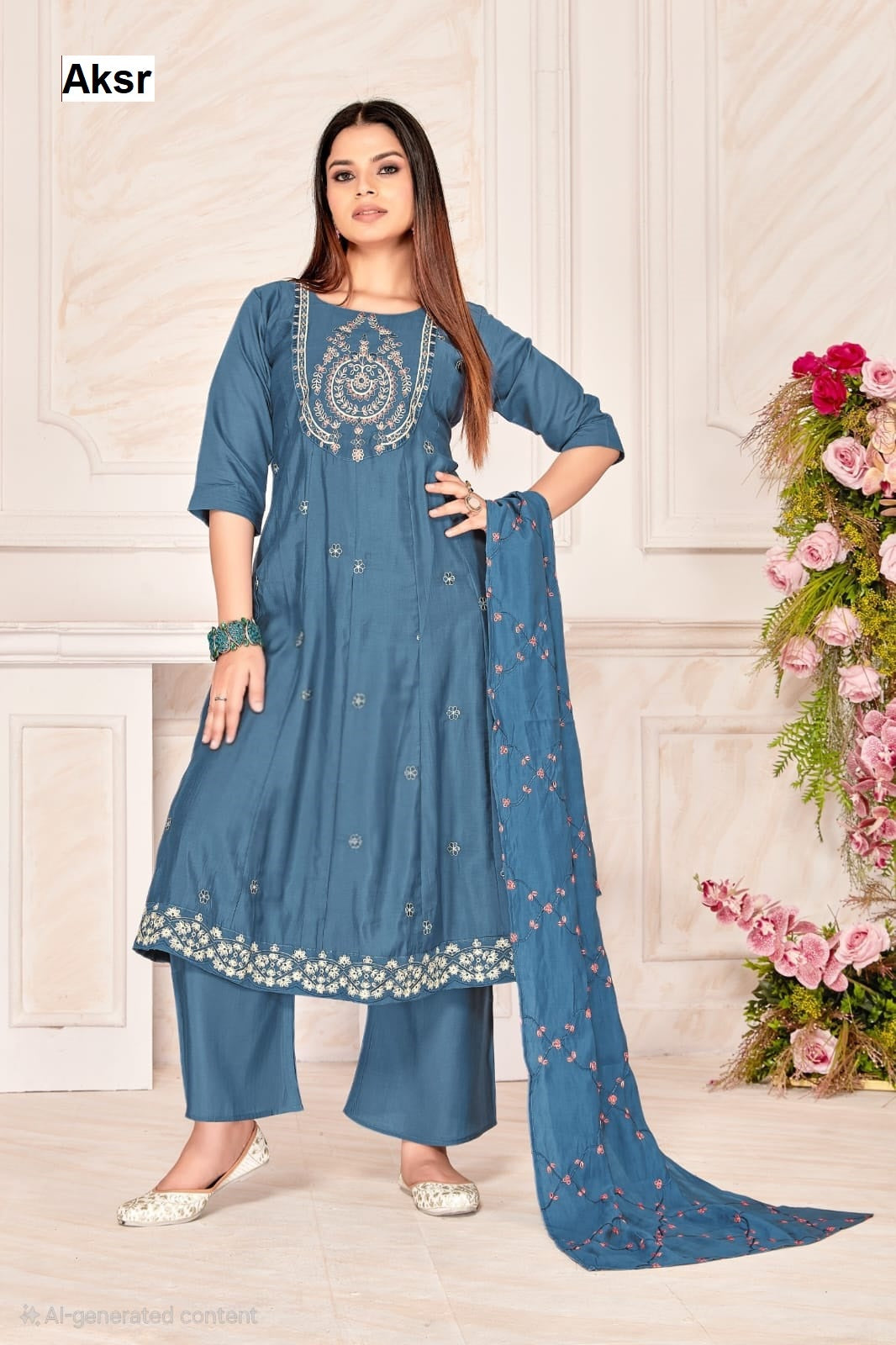 Design 240725 Aksr Roman Silk Readymade Anarkali Suits Manufacturer Gujarat