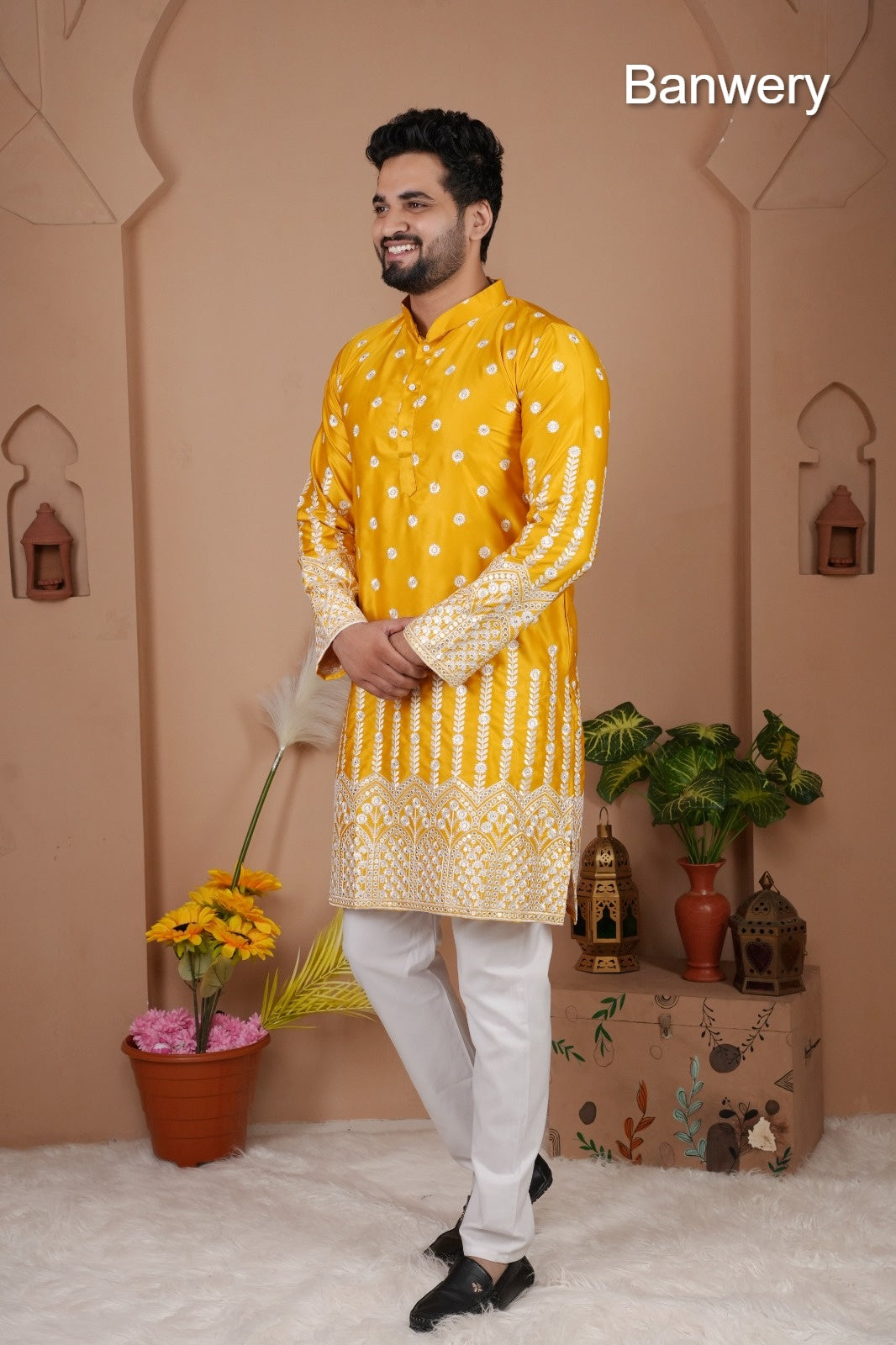 Design 240925 Banwery Gadwal Silk Mens Kurta Pajama Manufacturer Gujarat