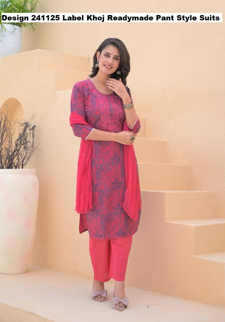 Design 241125 Label Khoj Cotton Readymade Pant Style Suits Manufacturer India