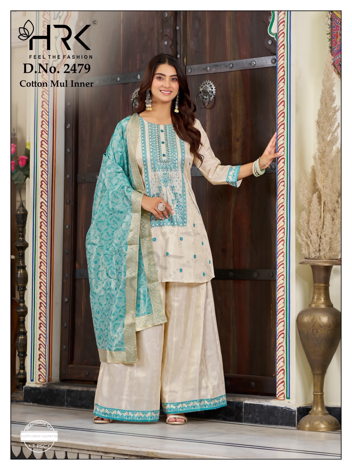 Design 2479 Hand Work Hrk Simmer Readymade Plazzo Style Suits Manufacturer Ahmedabad
