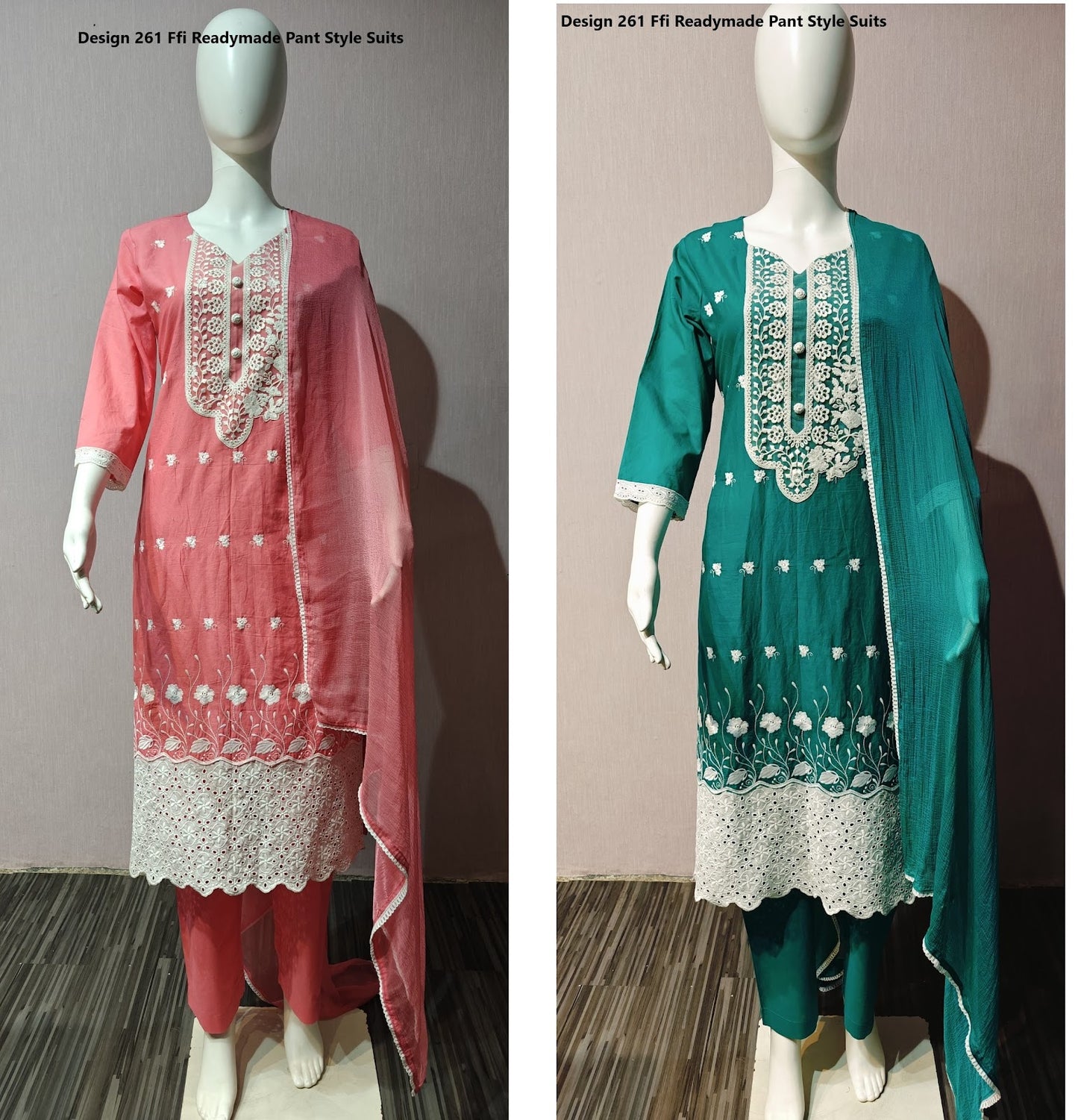 Design 261 Ffi Cotton Readymade Pant Style Suits Wholesaler India