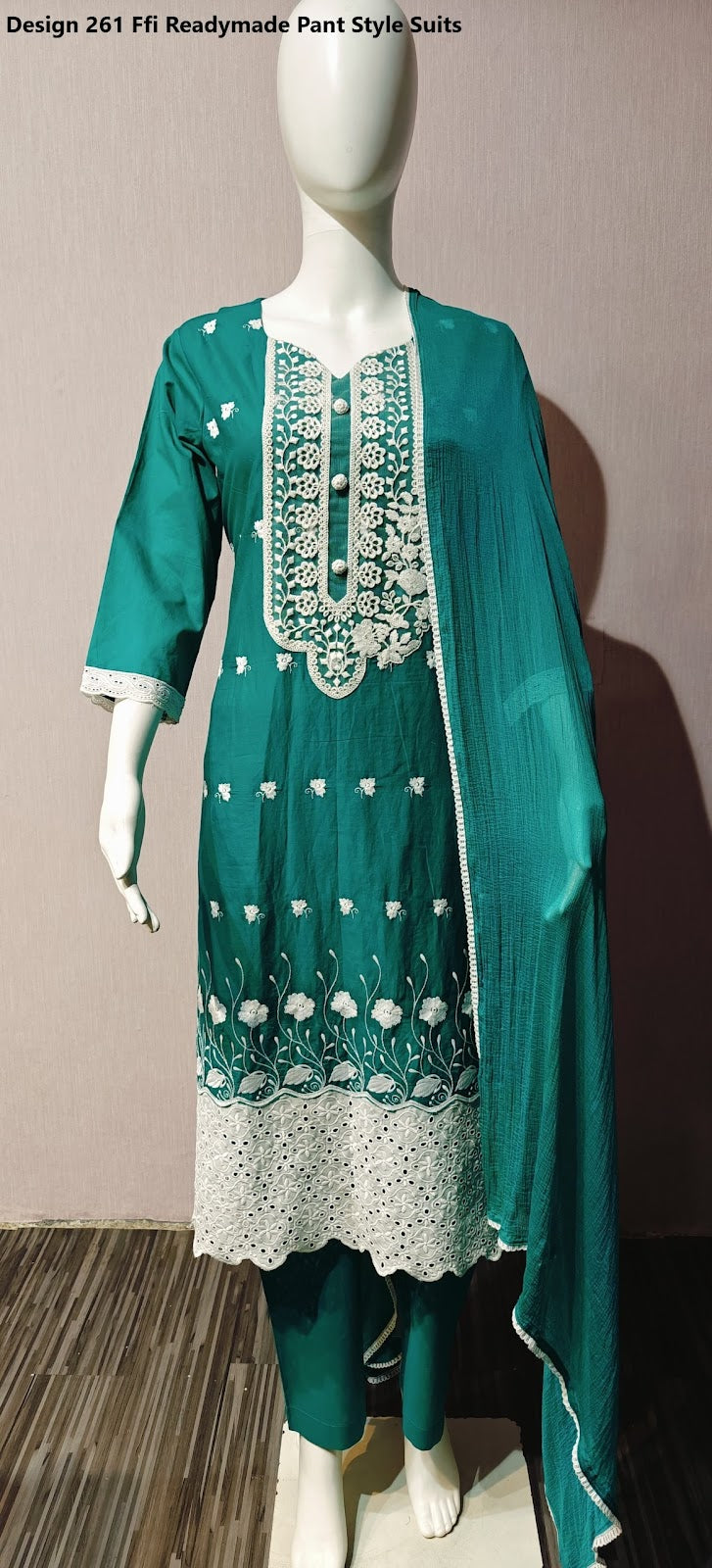 Design 261 Ffi Cotton Readymade Pant Style Suits Wholesaler India