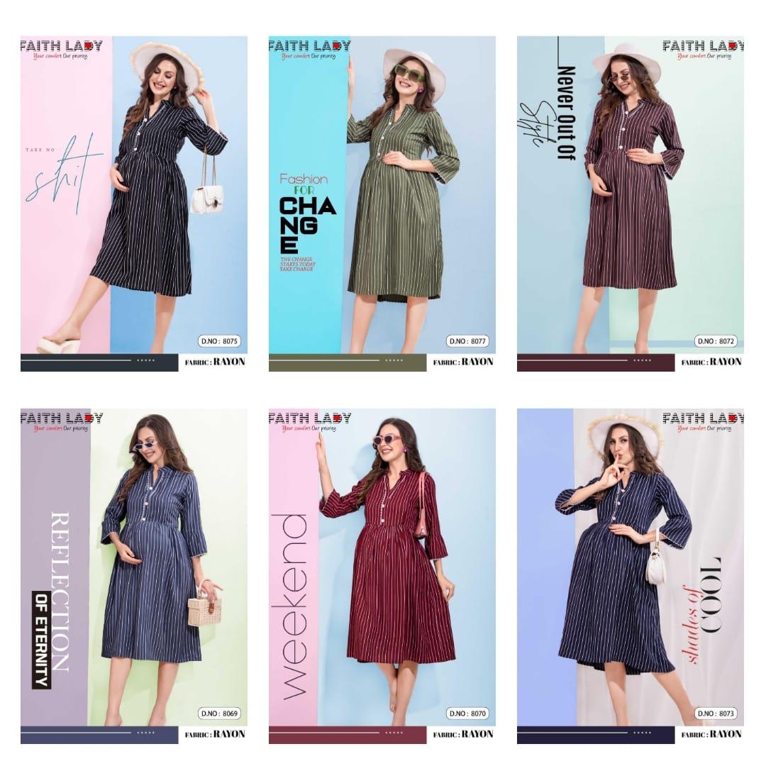 Design 2707 Faith Lady Rayon Feeding Kurtis Manufacturer