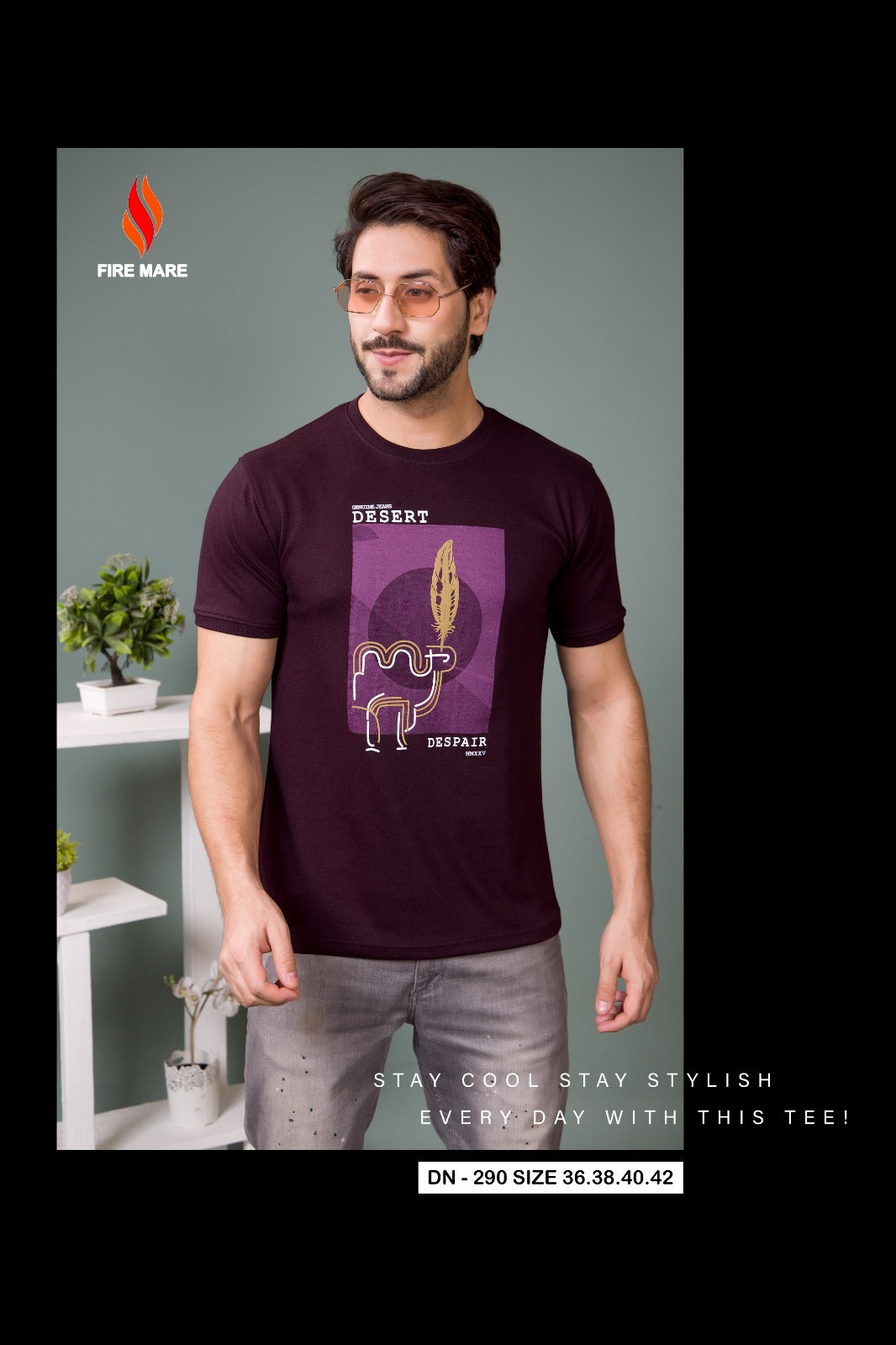 Design 290 Fire Mare Cotton Mens Tshirts Manufacturer Gujarat