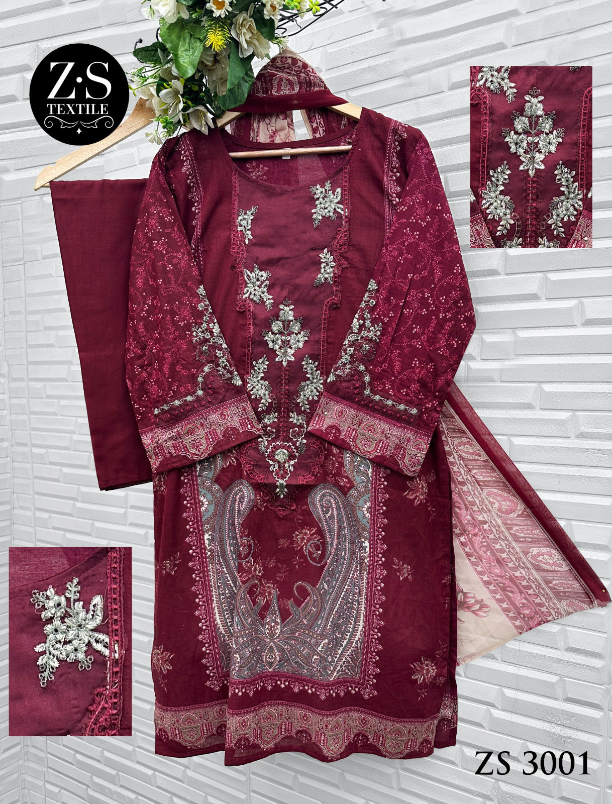 Design 3001-3002 Z S Textiles Cotton Pakistani Readymade Suits Exporter India