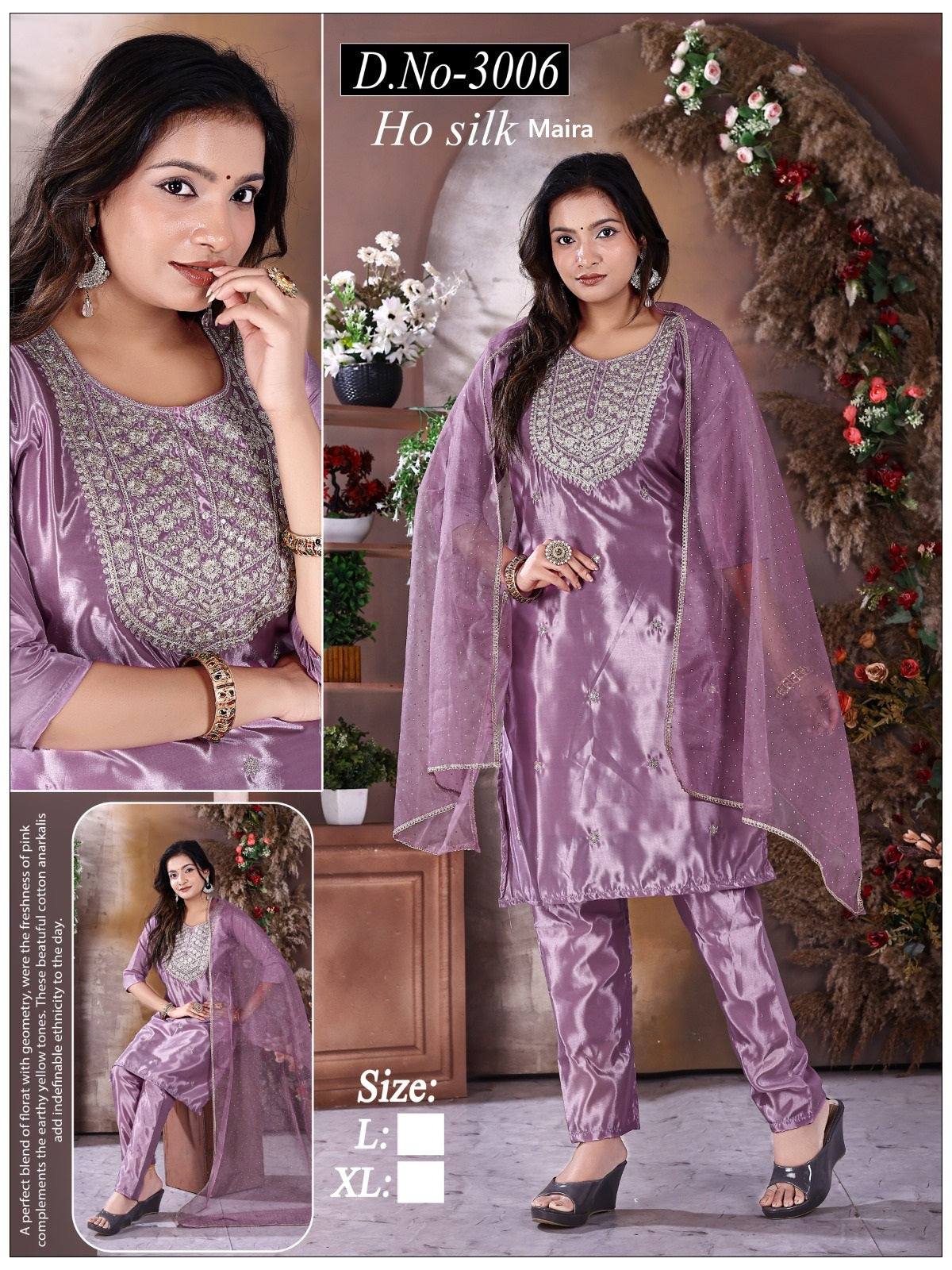 Design 3006-3009 Maira Silk Readymade Pant Style Suits Wholesale Rate