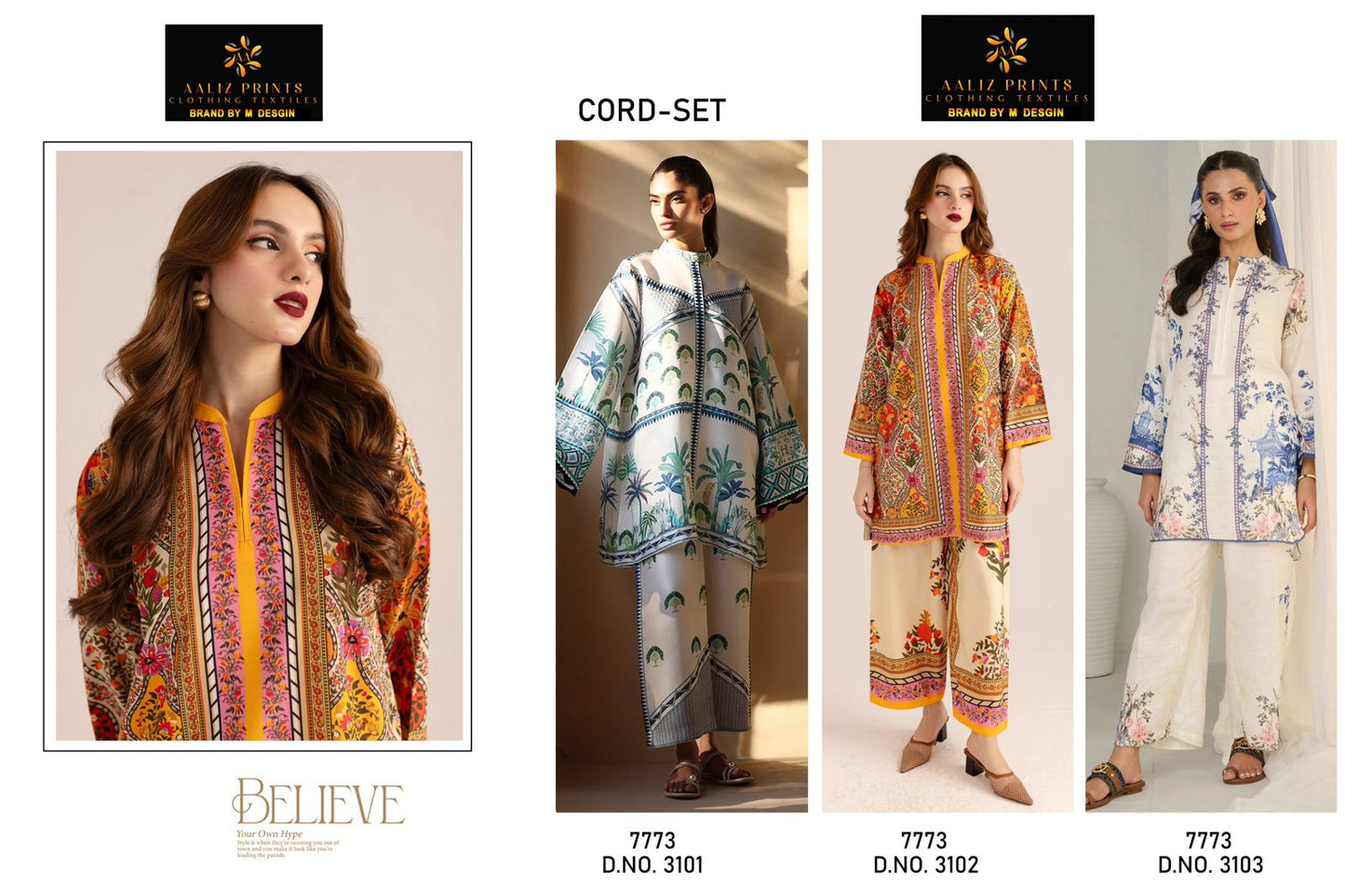 Design 3101-3103 Karachi Print Aaliz Prints Lawn Co Ord Set Exporter Gujarat