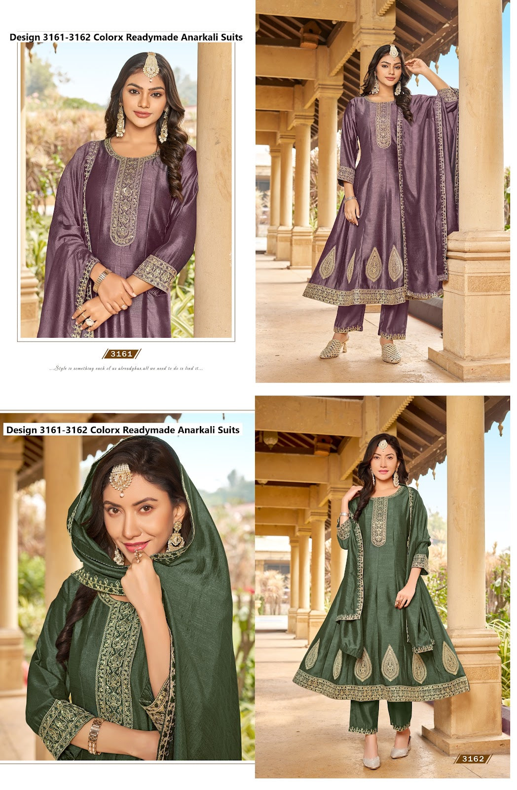 Design 3161-3162 Colorx Vichitra Readymade Anarkali Suits Manufacturer India