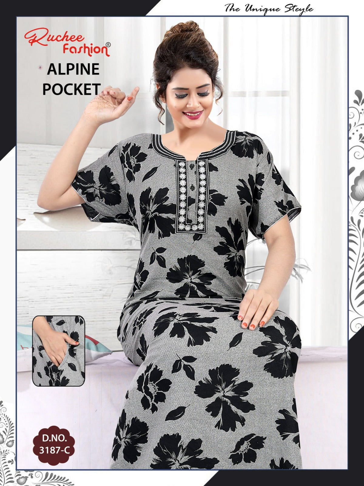 Design 3186-3187 Ruchee Fashion Alpine Night Gowns Manufacturer India