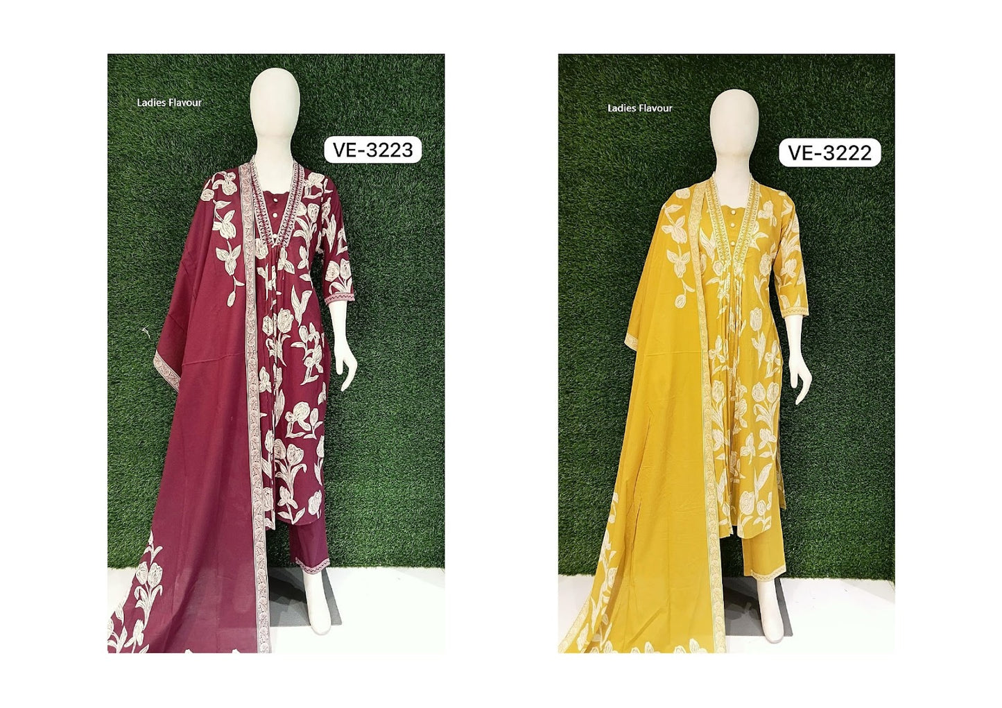 Design 3222 - 3223 Ladies Flavour Cambric Readymade Cotton Pant Suits Wholesaler
