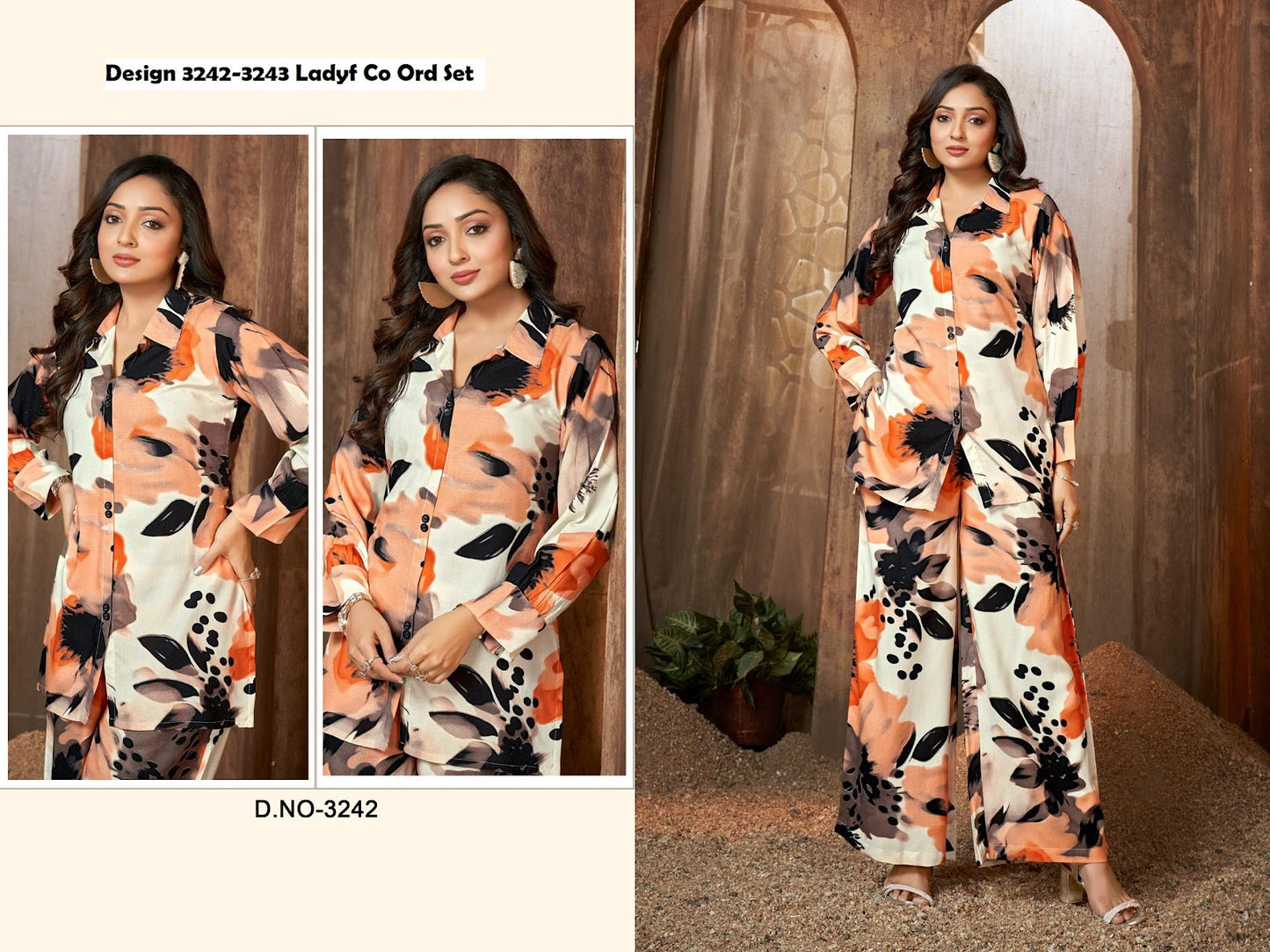 Design 3242-3243 Ladyf Rayon Co Ord Set Wholesale Price