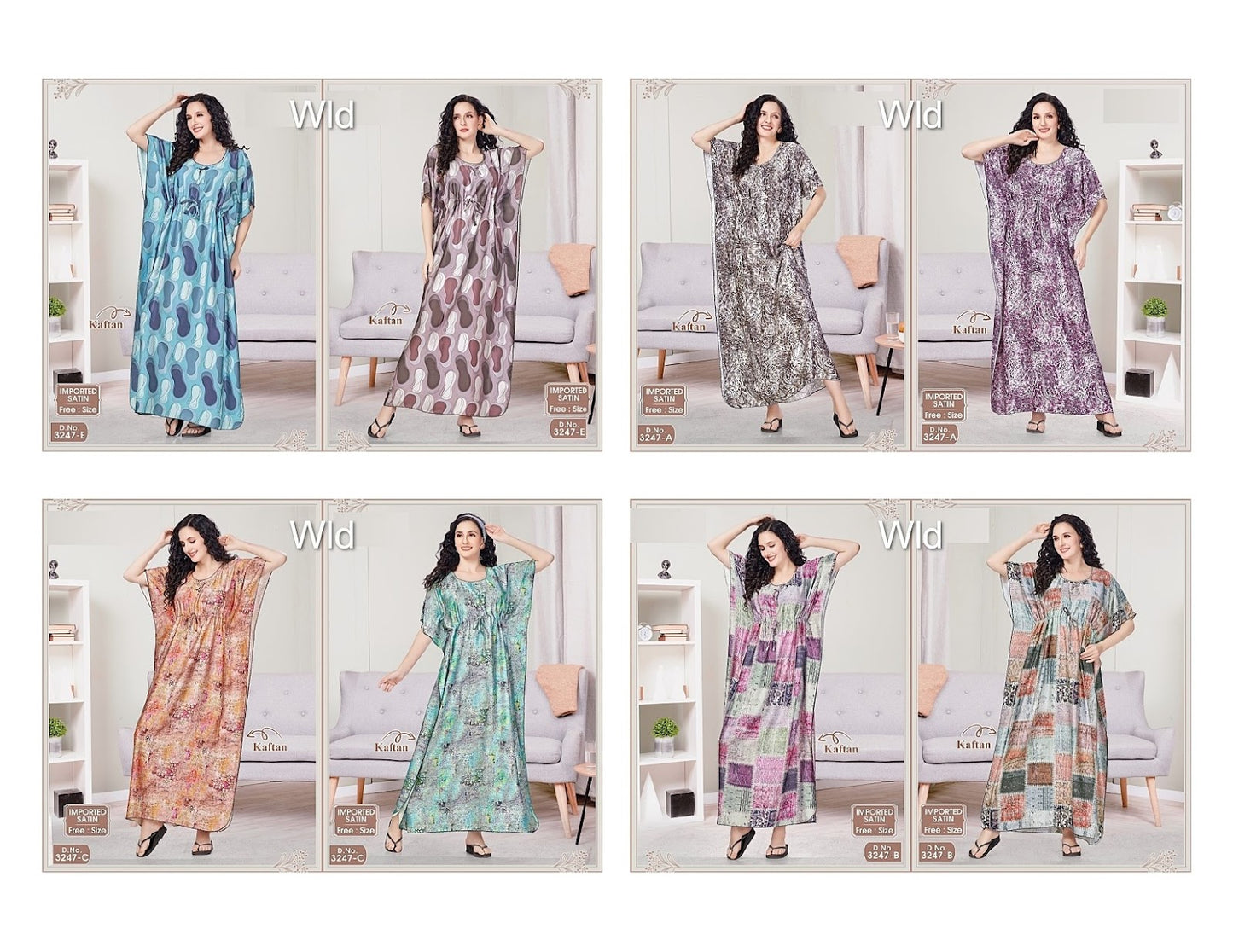 Design 3247 Wld Imported Kaftan Nighty Wholesale Rate