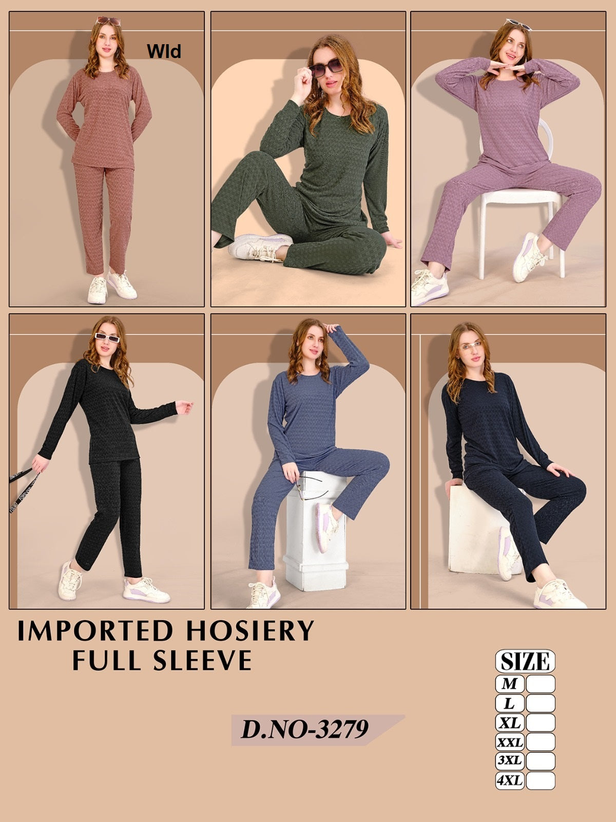 Design 3279 Wld Imported Full Sleeve Night Suits Wholesaler Ahmedabad