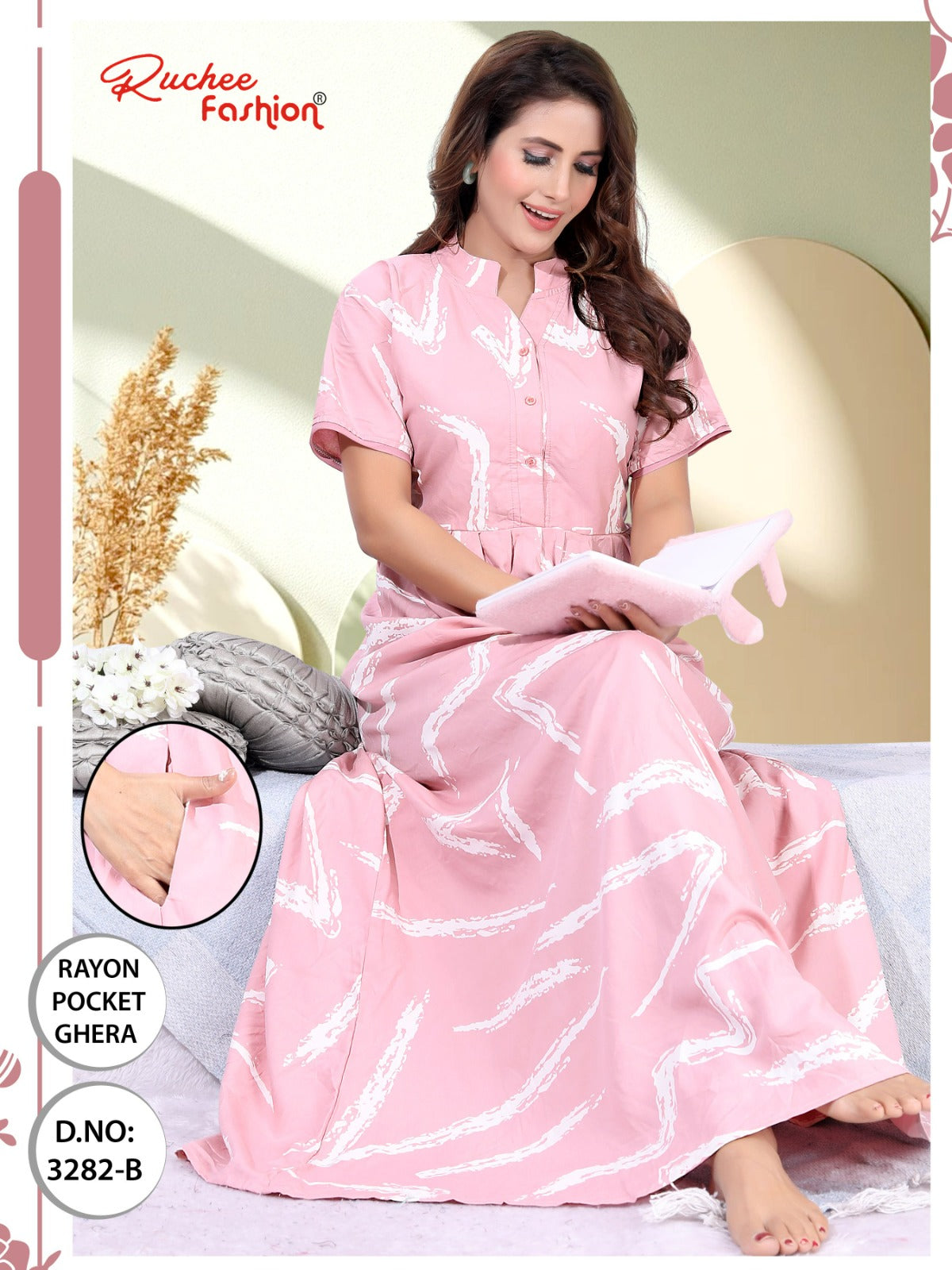 Design 3281-3286 Ruchee Fashion Rayon Night Gowns Manufacturer Ahmedabad