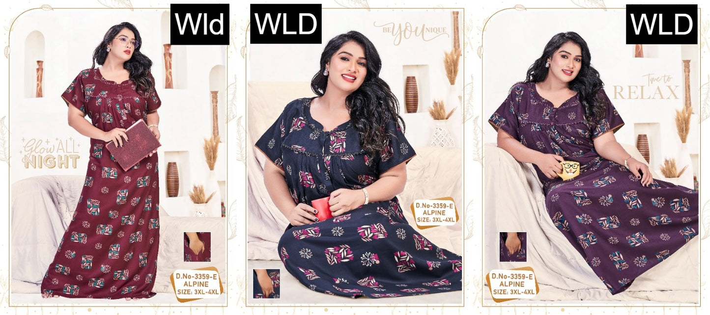 Design 3359 Wld Alpine Night Gowns Manufacturer India