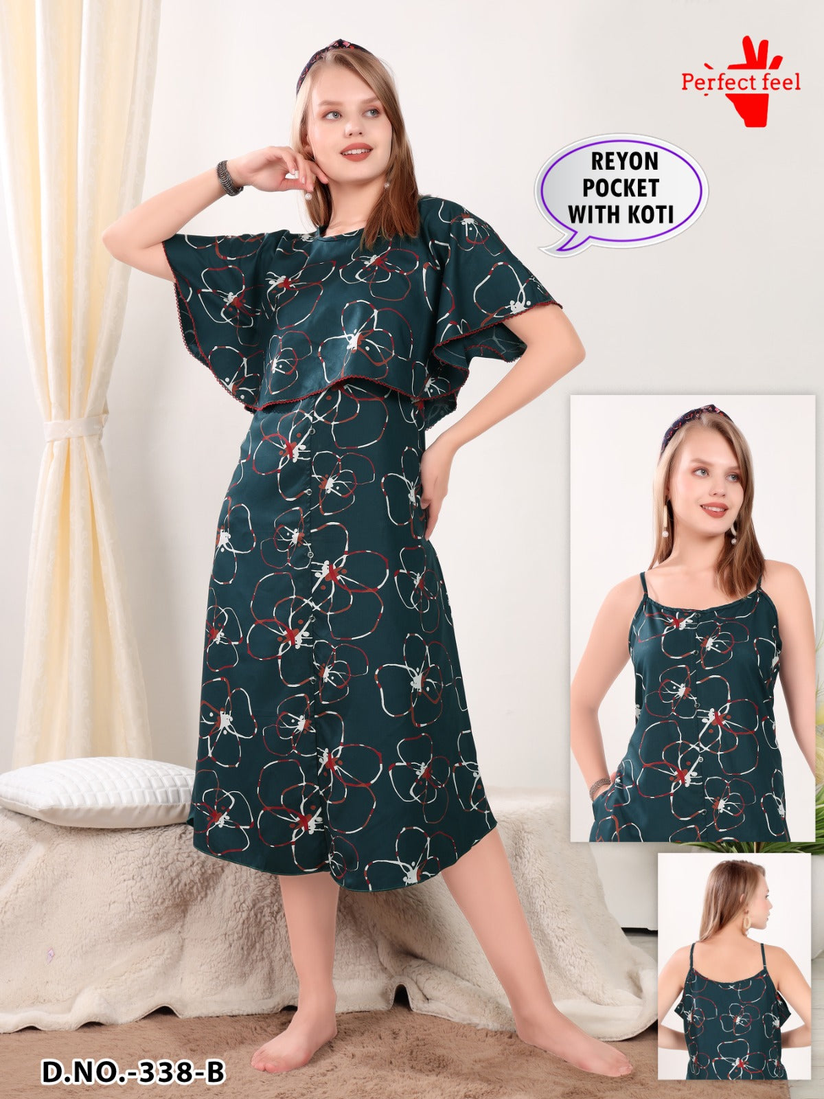 Design 337-339 With Koti Perfect Feel Reyon Short Night Gown Exporter