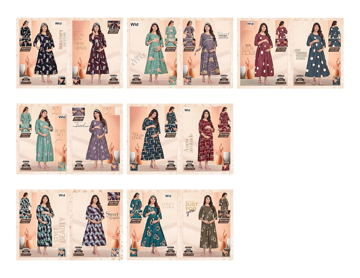 Design 3413 Maternity Wld Rayon Feeding Night Gown Wholesaler Gujarat