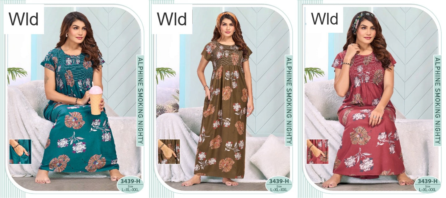 Design 3439 Wld Alpine Night Gowns Exporter Gujarat