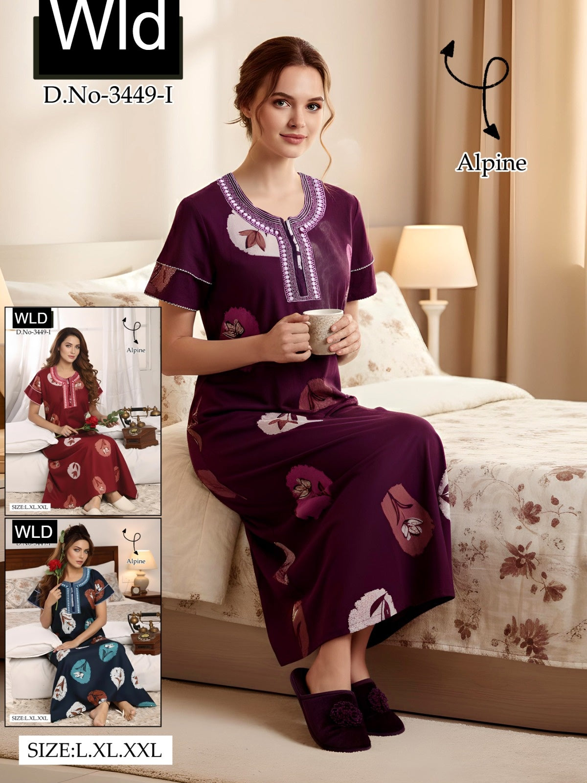 Design 3449 Wld Alpine Night Gowns Supplier Ahmedabad