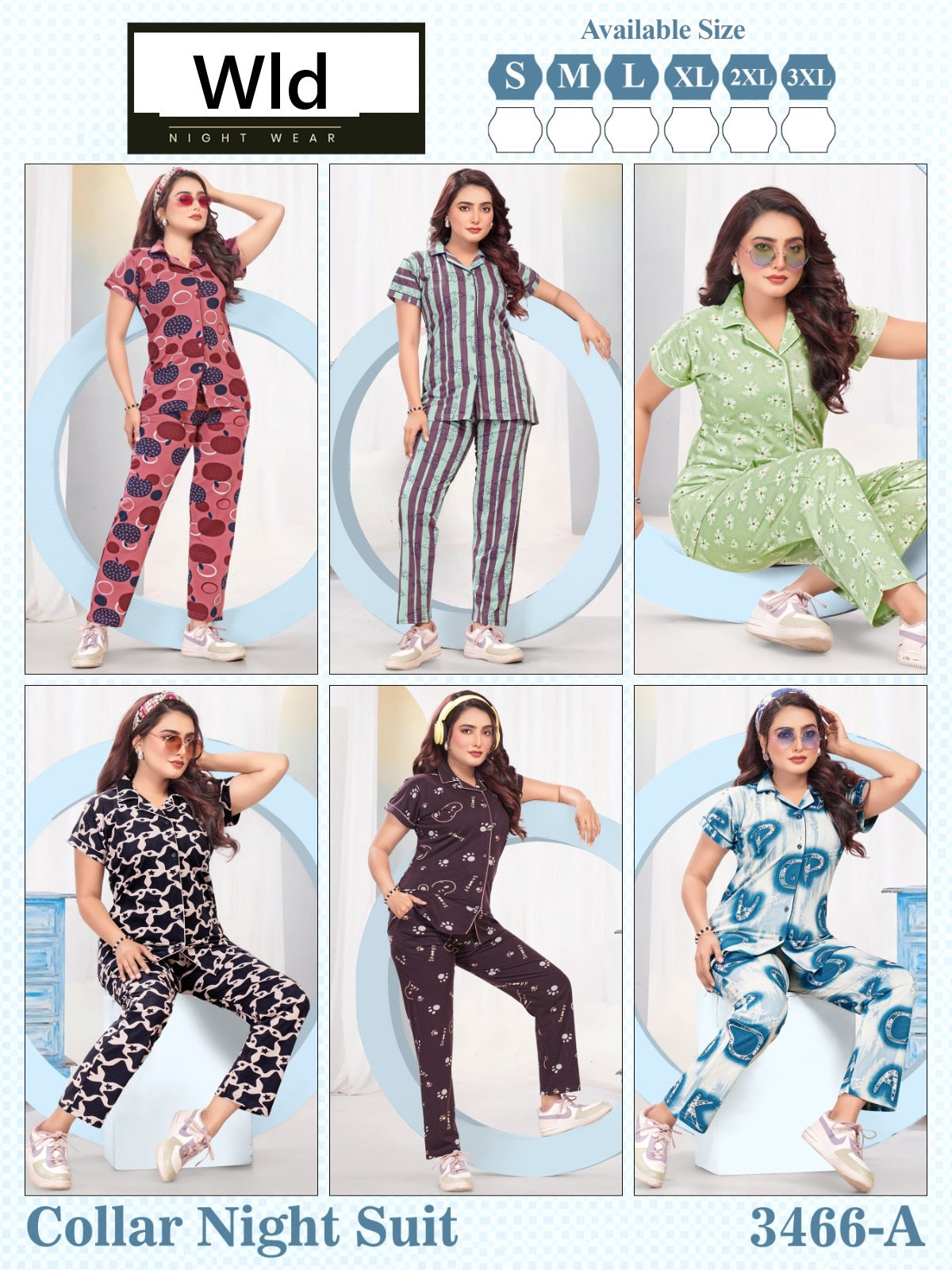 Design 3466 A Wld Cotton Collar Night Suits Wholesaler Gujarat