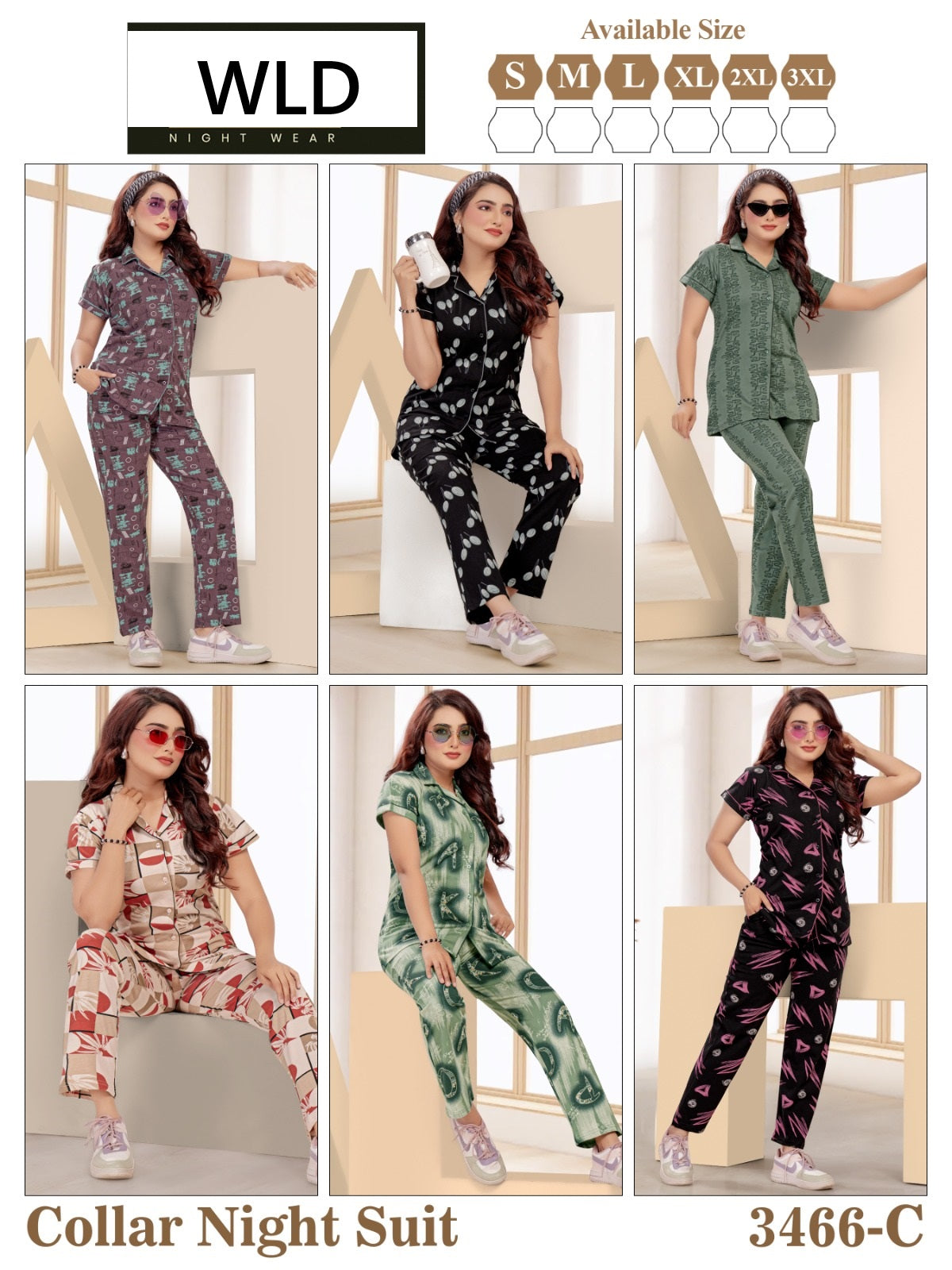 Design 3466 C Wld Cotton Collar Night Suits Manufacturer