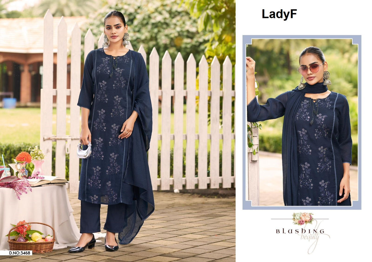 Design 3468 To 3470 Ladyf Mul Readymade Pant Style Suits Wholesaler India