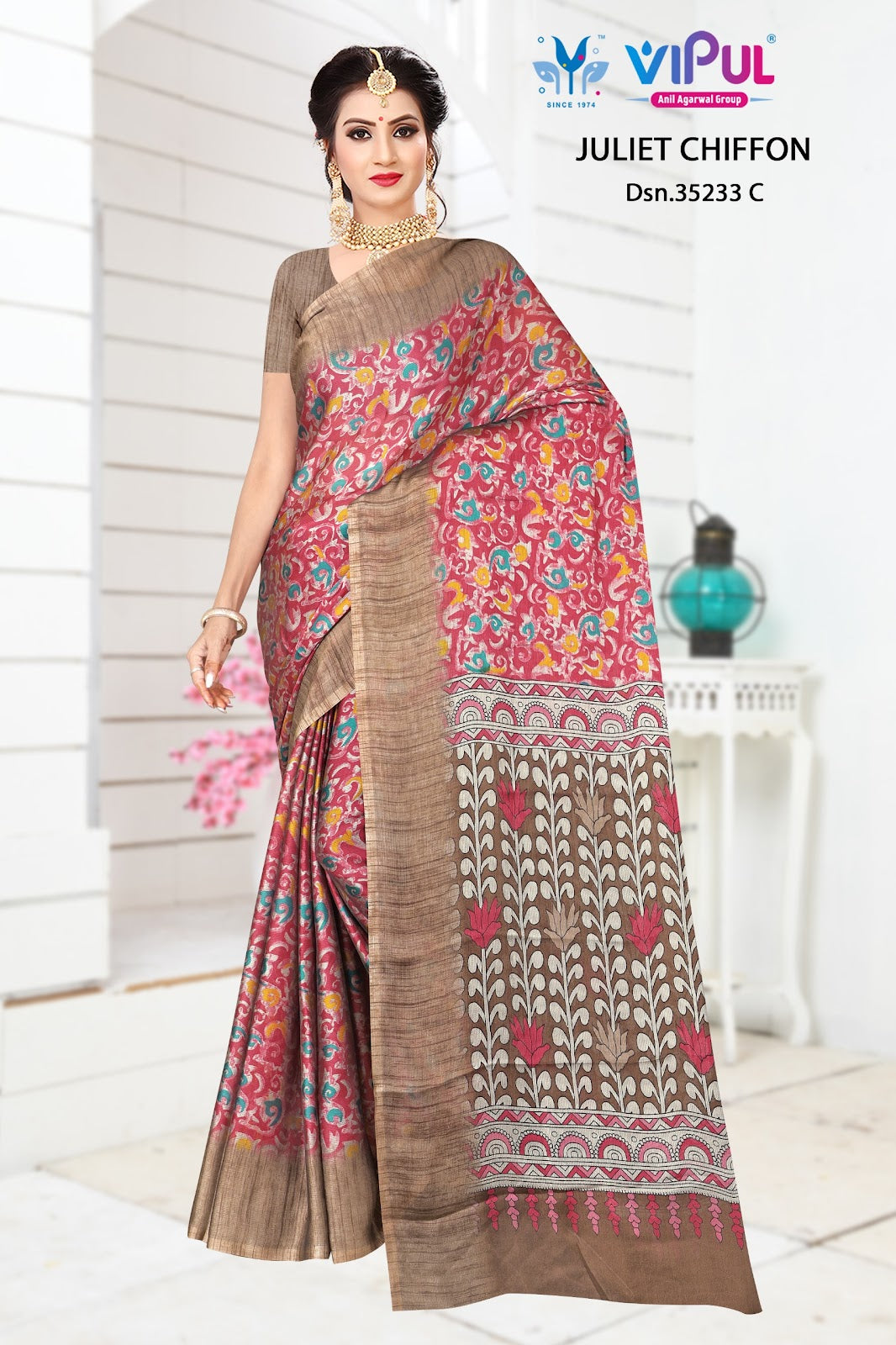 Design 35233 Vipul Chiffon Sarees Wholesaler Ahmedabad